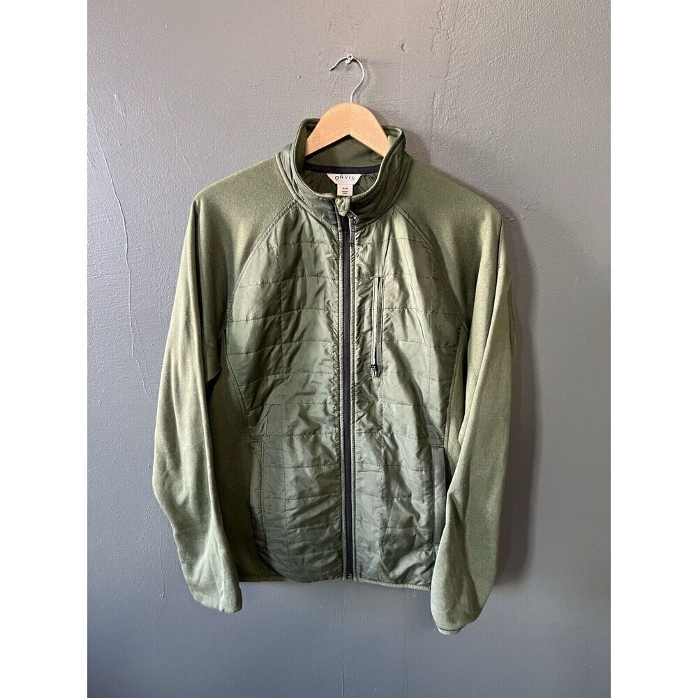Orvis Mens Green Long Sleeve Quilted Full Zip Jacket Size Medium